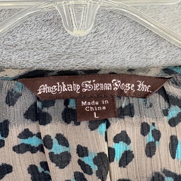 Mushkaby Sienna Rose Womens L Sequins Beads Tunic Top Leopard Print Sheer Boho - Picture 4 of 10